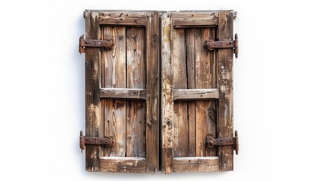 Wooden window isolated on white background.