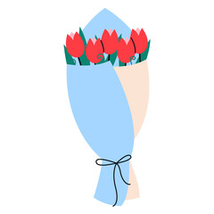Cute bouquet with red tulips.