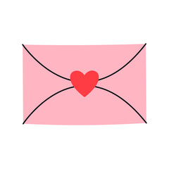 Pink envelope with love letter.