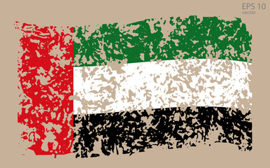 Vector flag of UAE. Vector illustration with cracks and abrasions.
