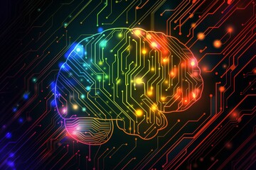 Obraz premium AI Brain Chip language. Artificial Intelligence medical human physical vapor deposition mind circuit board. Neuronal network die attach computer processor virtualization server