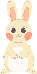 Simple white rabbit on white background. Vector illustration in flat style