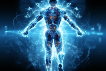 Strength training people in sport. Modern technology in sport science concept