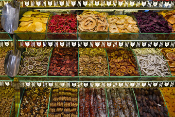 Dried fruits for sale. Istanbul, Turkey - 742611460