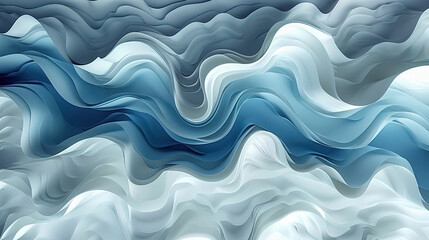 Obraz premium Papercut art wave line layers Abstract background, white blue color background with waves, cracks in paper , collage paper, warm light, paper top view, ratio 16:9 cover banner wallpaper