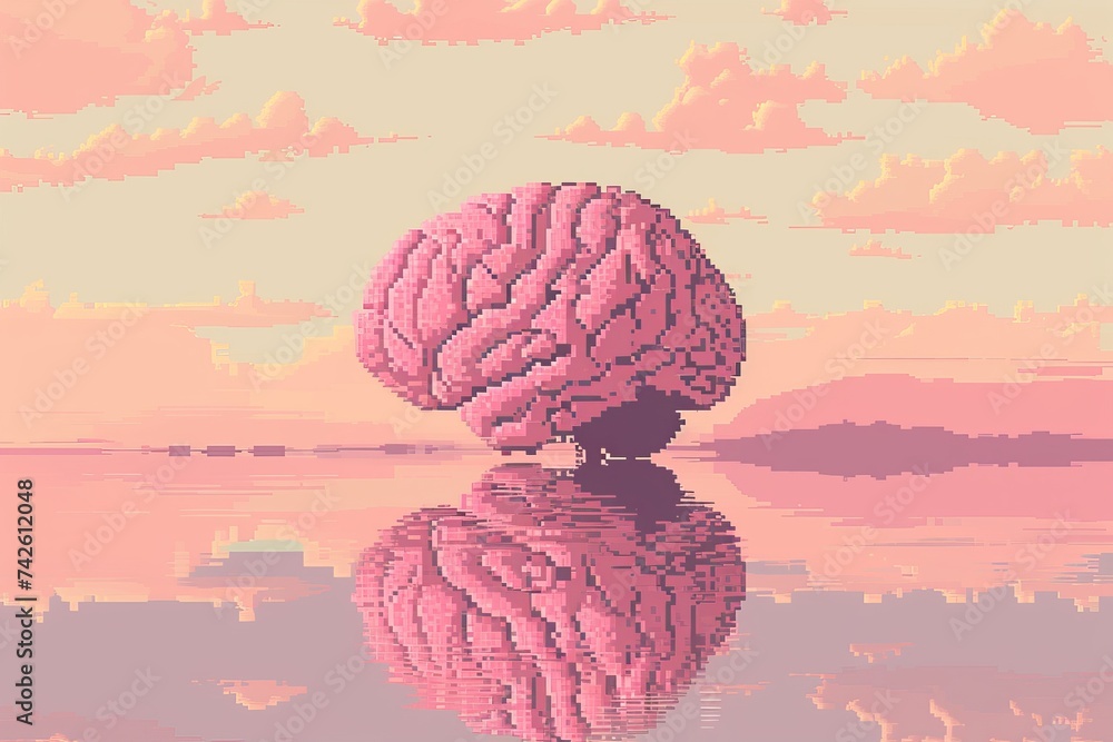 Poster ai brain chip adaptation. artificial intelligence chip mind axon degeneration research circuit board