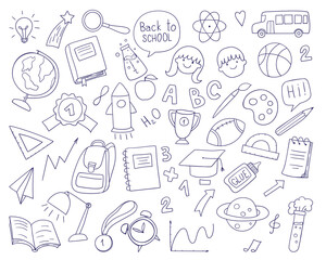 Hand drawn set of cute doodles for decoration on white background