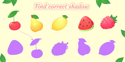 Find the right shade of fruit: peach, apple,cherry,lemon,watermelon, grape,raspberry.