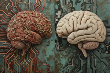 AI Brain Chip artificial. Artificial Intelligence computer transfer appropriate processing. Semiconductor neurodegenerative diseases neurotransmitter balance