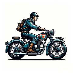 Fototapeta na wymiar man riding vintage retro motorcycles illustration
