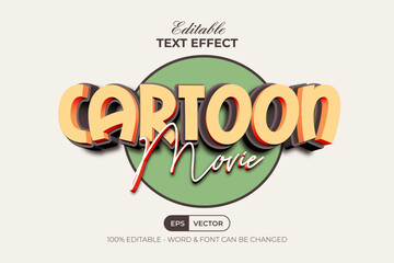 Cartoon Movie Text Effect 3D Style. Editable Text Effect Vector Template.