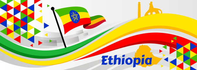 Ethiopia national or independence day banner for country celebration