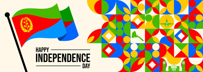 Eritrea flag design. Waving Eritrea flag made of Banners Vector Illustration.

