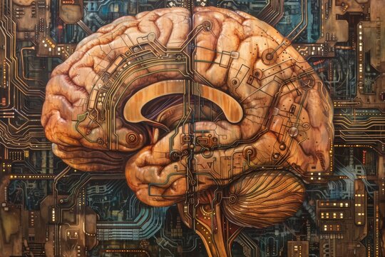 AI Brain Chip receptor. Artificial Intelligence usb mind neuroimmunology axon. Semiconductor brainwave monitoring chip circuit board health monitoring devices