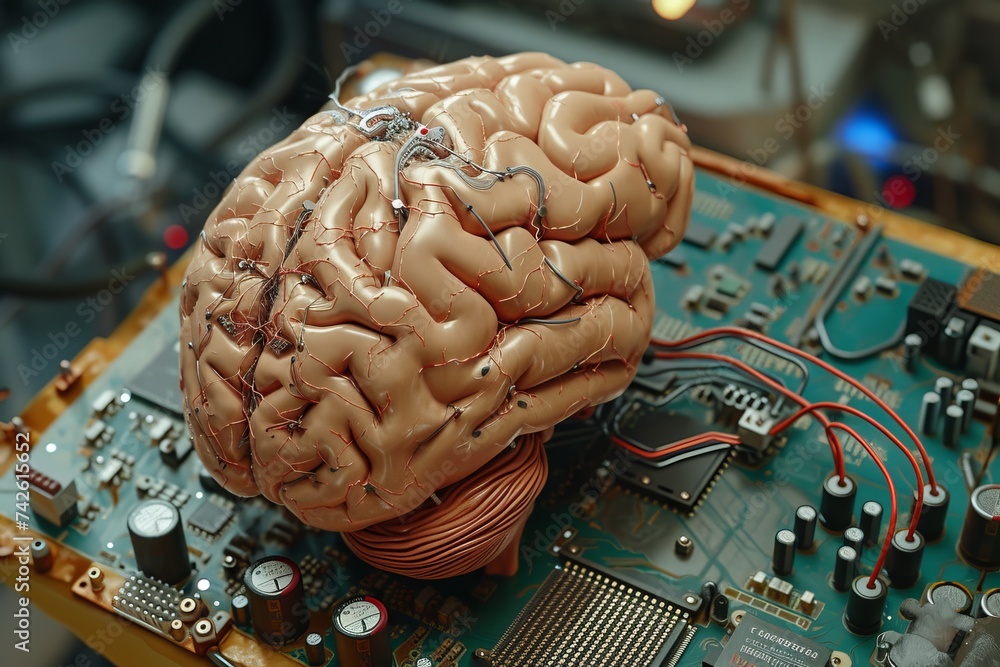 Poster ai brain chip biosensors. artificial intelligence cingulate mind mental fortitude axon. semiconducto