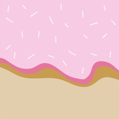 Fototapeta na wymiar donut-style background with pink glaze. the banner is in the color of a donut. Donut-style background for web design