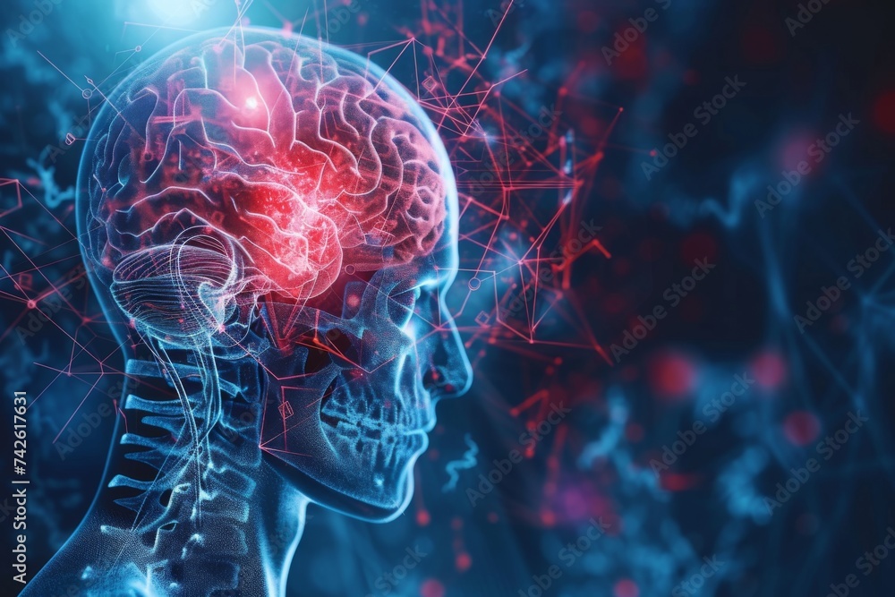 Aufkleber ai brain chip management. artificial intelligence security human social media mind circuit board. ne