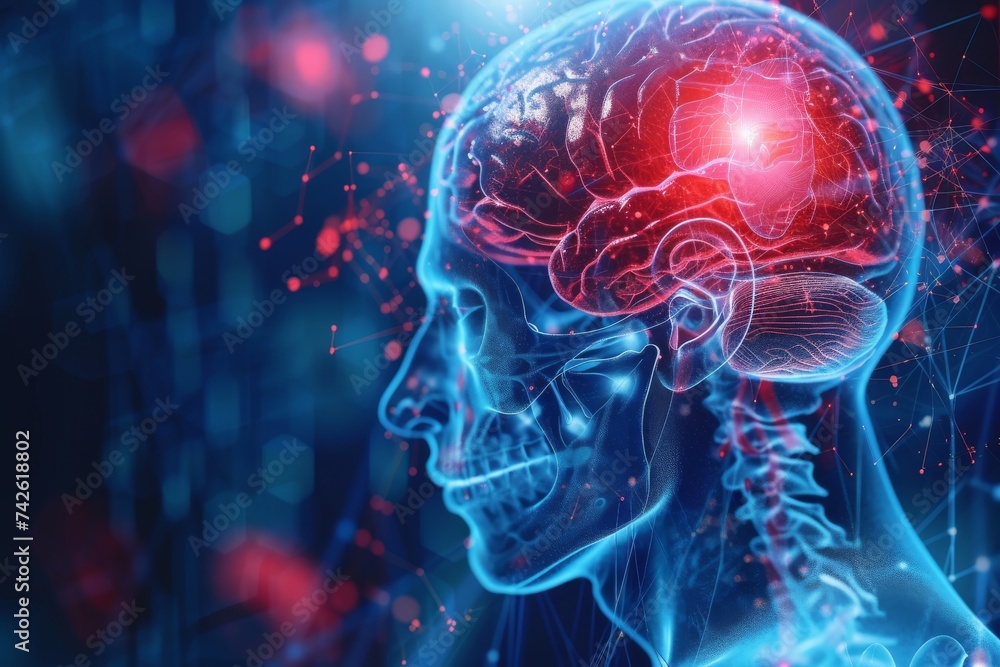 Poster ai brain chip neurotechnology. artificial intelligence maker human short term plasticity mind circui