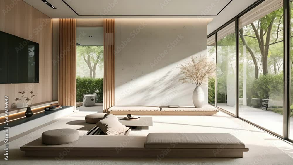 Poster experience a sense of tranquility and balance in this minimalist modern abode where clean lines and 