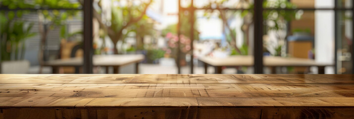 Fototapeta na wymiar empty, table, blurred, wooden, wood, space, background