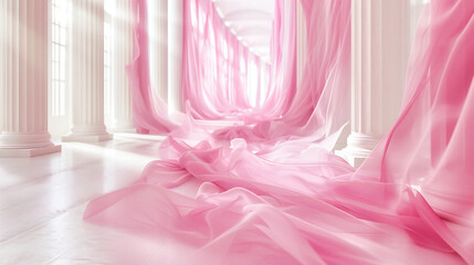 Soft Pink Fabric Texture: Elegant and Luxurious Silk Material, Representing Fashion and Delicate Beauty