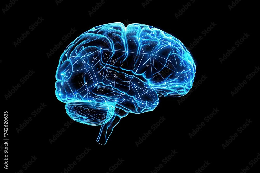 Poster ai brain chip oceanic. artificial intelligence sensors human pet mind circuit board. neuronal networ