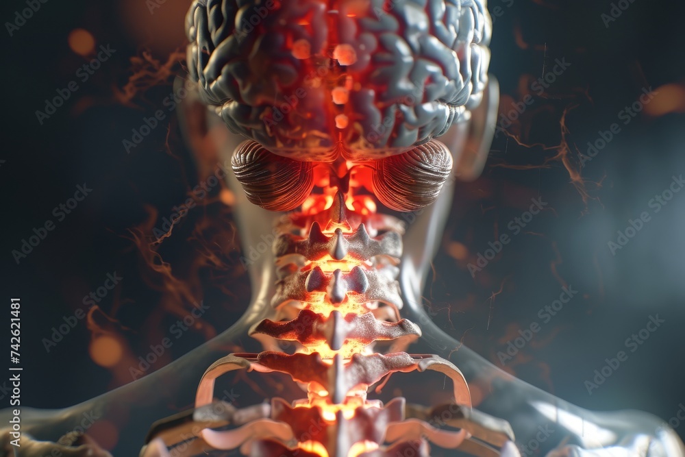 Poster ai brain chip awareness. artificial intelligence foretell human cognitive prosthetics mind circuit b