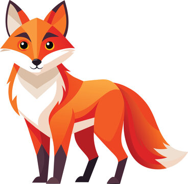 red fox logo, red fox vector illustration, modern fox logo, Standing fox isolated on a white background