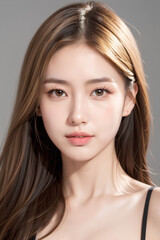 Fototapeta premium Gorgeous Asian Young Female Model - Fashion or Cosmetics Model - Surreal Beauty with Perfect Fine Features - Beautiful Smooth Hair