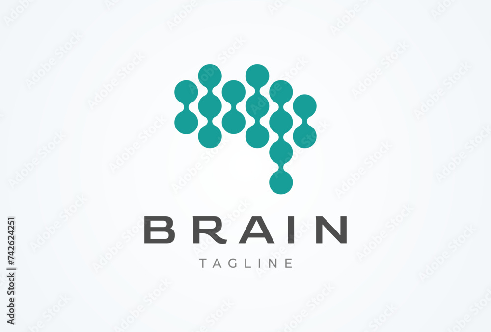 Wall mural brain technology logo, modern brain logo style , usable for technology and company logos, flat desig