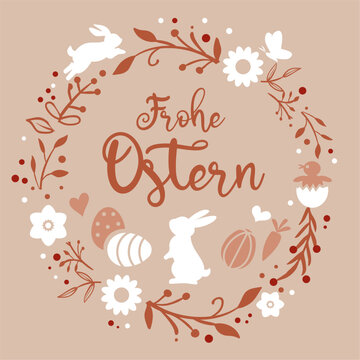 Frohe Ostern - Ostergrüße mit deutschem Text - beige © Trueffelpix