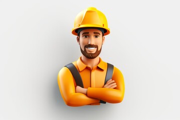 Construction worker avatar icon on white background
