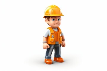 Construction worker avatar icon on white background
