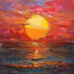 Sunset oil paint textured