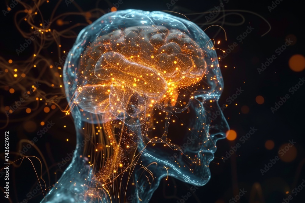 Aufkleber ai brain chip digital. artificial intelligence healthcare neurotransmitter balance circuit board. ne
