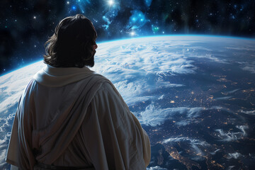 Jesus Christ watching the earth from above