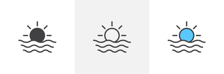 Sunrise Isolated Line Icon Style Design. Simple Vector illustration