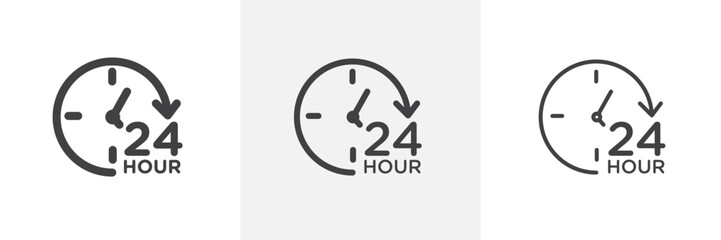 Twenty Four Hours Isolated Line Icon Style Design. Simple Vector illustration