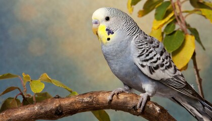 A gray budgie on a branch