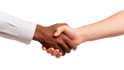Man's handshake cut out. Handshake agreement on transparent background