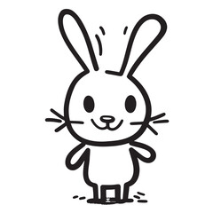 Black and white hand drawing of a hare