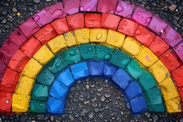 Colorful Rainbow mythical Copy Spcae Design. Vivid unruffled wallpaper orange abstract background. Gradient motley tumult lgbtq pride colored neon illustration refraction