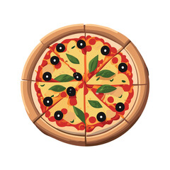 Round pizza vector illustration on white background