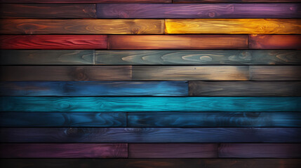 Bright colourful painted wooden texture background. Dark colour palette. Generative AI