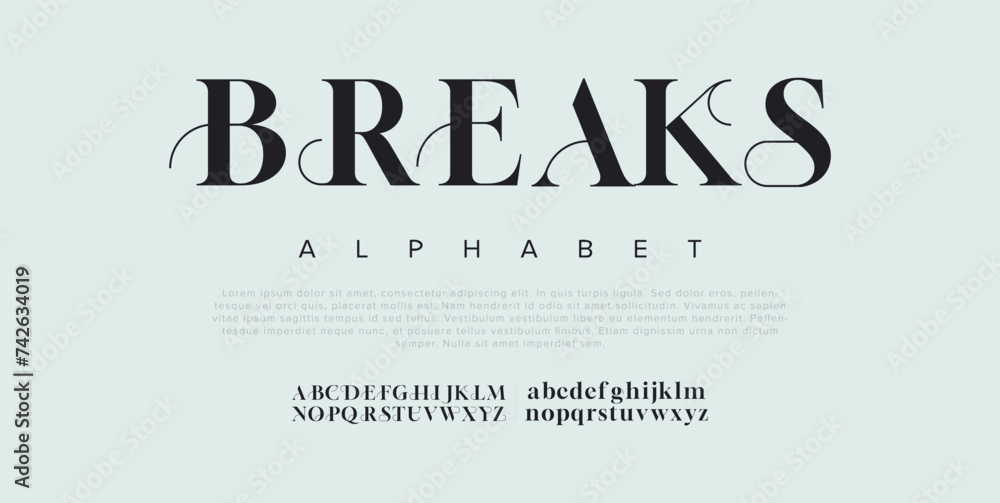 Wall mural Break modern creative alphabet. Future fonts style. Typography uppercase and lowercase fonts. vector illustration - Wall murals
