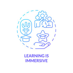 Learning is immersive blue gradient concept icon. Experiential learning principle. Round shape line illustration. Abstract idea. Graphic design. Easy to use in presentation