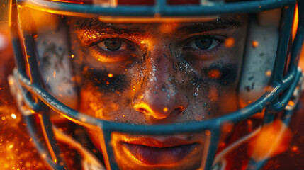 American football player colorful with with a helmet - obrazy, fototapety, plakaty