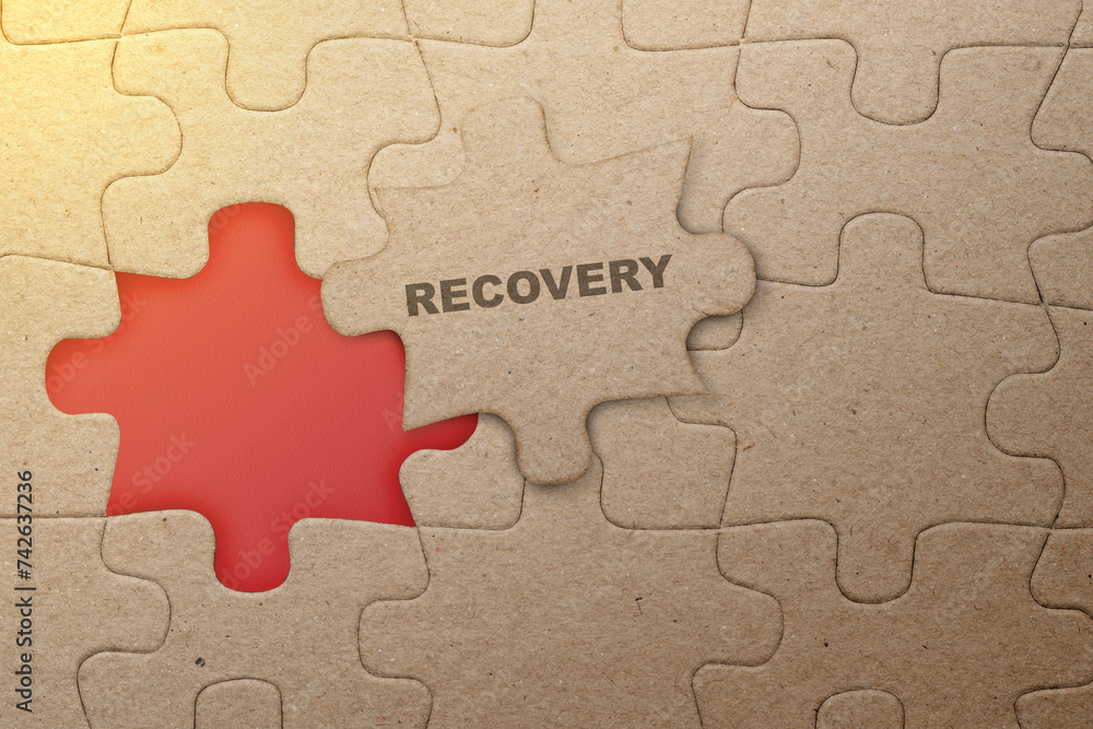 Aufkleber piece of missing jigsaw puzzle with recovery text