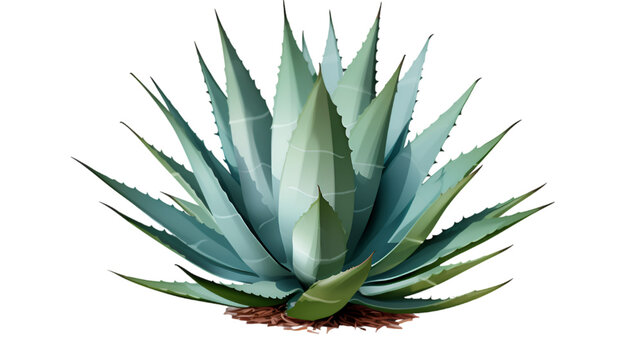 Agave bush, isolated cutout object with shadow on transparent background. Png file
