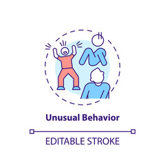 Unusual, abnormal behaviour multi color concept icon. Social issues. Round shape line illustration. Abstract idea. Graphic design. Easy to use in infographic, presentation, brochure, booklet